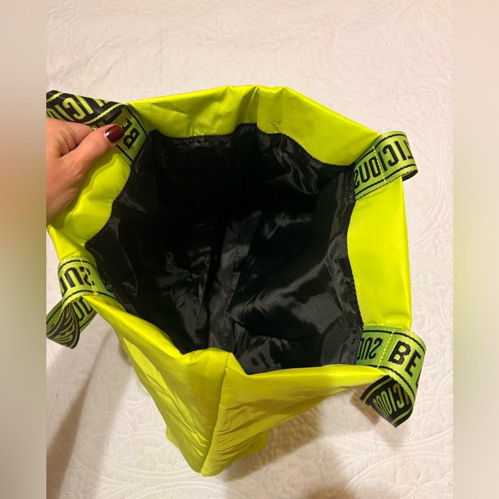 DKNY Be Delicious Neon Lime Green Nylon Shopper Tote Bag - Picture 4 of 4